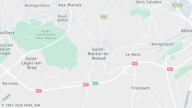 Carte de la zone d'intervention à Saint-Martin-le-Nœud