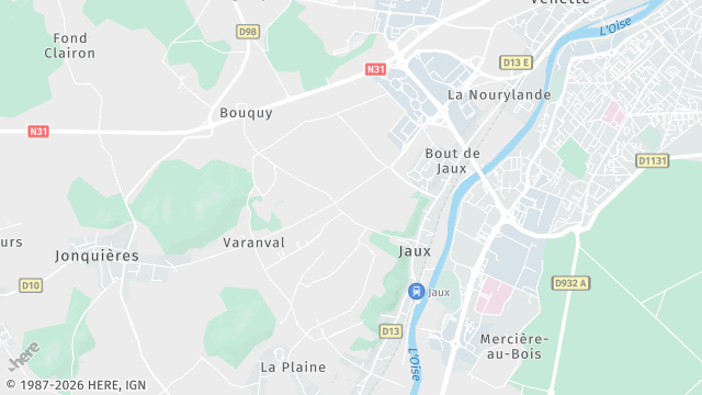 Carte de la zone d'intervention à Jaux