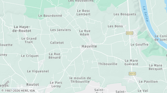 Carte de la zone d'intervention à Hauville