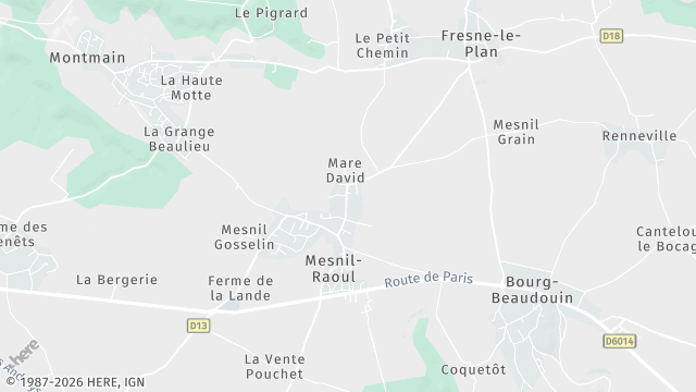 Carte de la zone d'intervention à Mesnil-Raoul