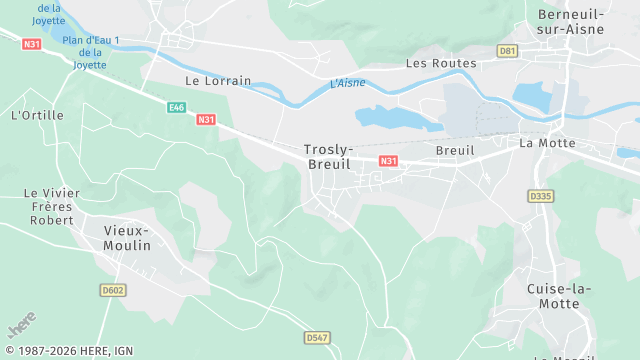 Carte de la zone d'intervention à Trosly-Breuil