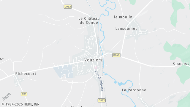 Carte de la zone d'intervention à Vouziers