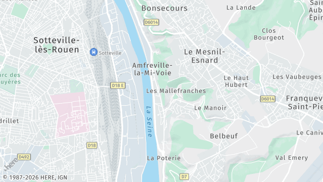 Carte de la zone d'intervention à Amfreville-la-Mi-Voie