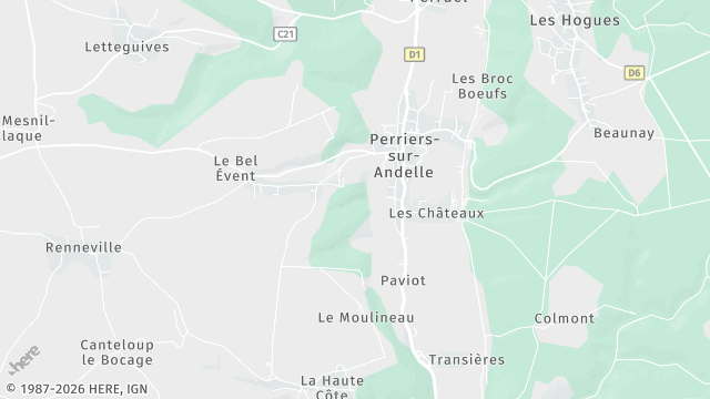 Carte de la zone d'intervention à Perriers-sur-Andelle