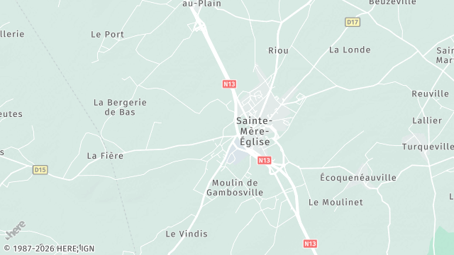 Carte de la zone d'intervention à Sainte-Mère-Église