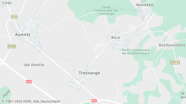 Carte de la zone d'intervention à Tressange