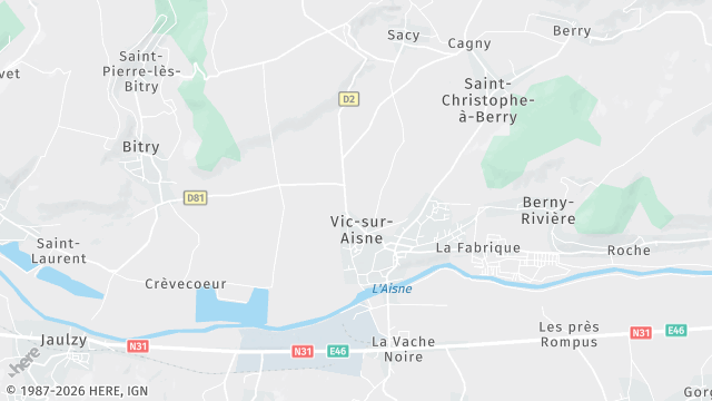 Carte de la zone d'intervention à Vic-sur-Aisne