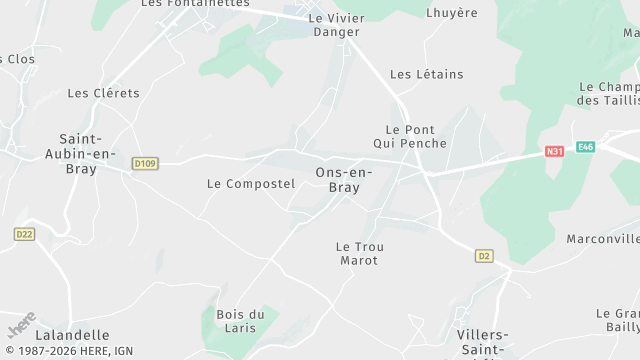 Carte de la zone d'intervention à Ons-en-Bray