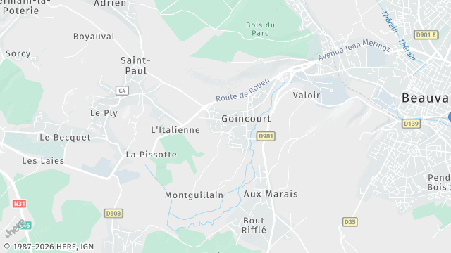 Carte de la zone d'intervention à Goincourt