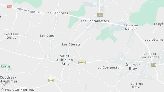 Carte de la zone d'intervention à Saint-Aubin-en-Bray