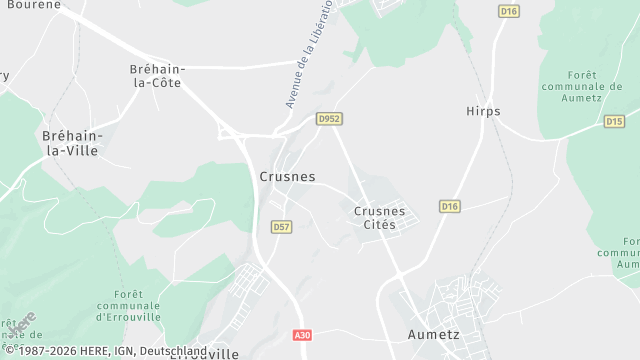 Carte de la zone d'intervention à Crusnes