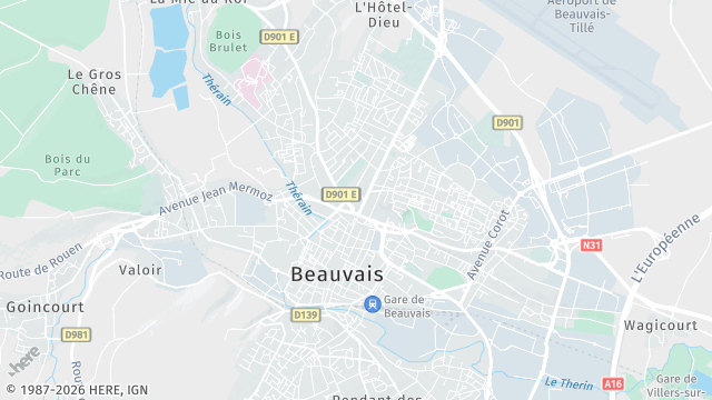 Carte de la zone d'intervention à Beauvais