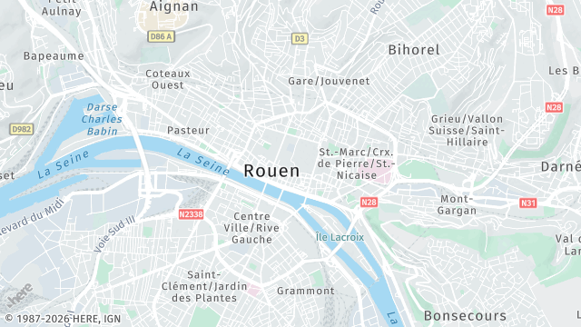 Carte de la zone d'intervention à Rouen