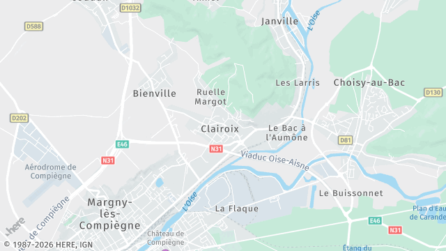 Carte de la zone d'intervention à Clairoix