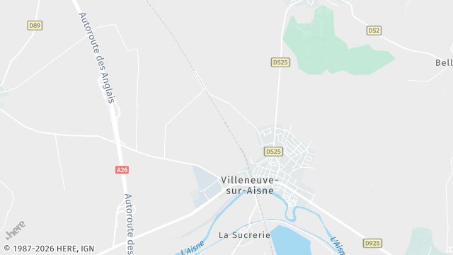 Carte de la zone d'intervention à Villeneuve-sur-Aisne