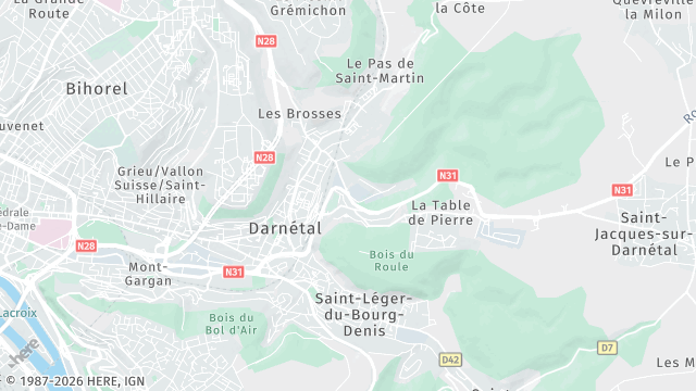 Carte de la zone d'intervention à Darnétal