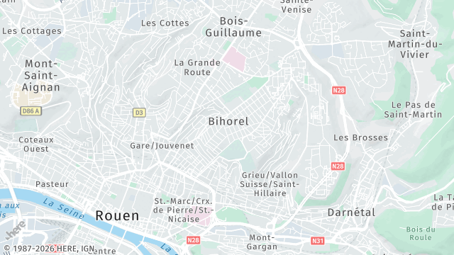 Carte de la zone d'intervention à Bihorel
