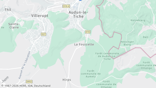 Carte de la zone d'intervention à Audun-le-Tiche