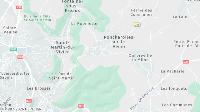 Carte de la zone d'intervention à Roncherolles-sur-le-Vivier