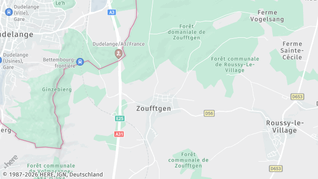 Carte de la zone d'intervention à Zoufftgen