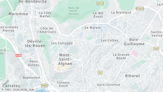 Carte de la zone d'intervention à Mont-Saint-Aignan