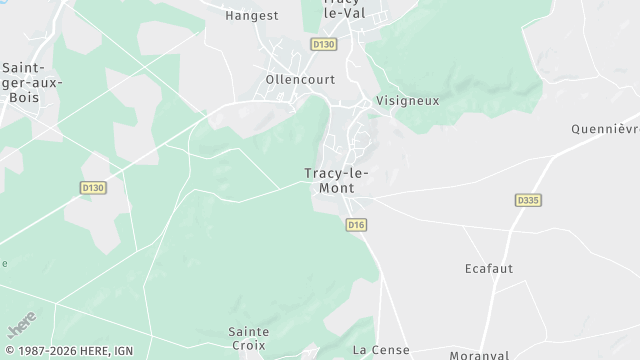 Carte de la zone d'intervention à Tracy-le-Mont