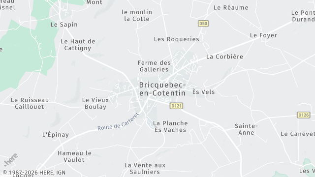 Carte de la zone d'intervention à Bricquebec-en-Cotentin