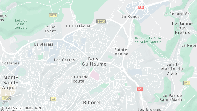 Carte de la zone d'intervention à Bois-Guillaume