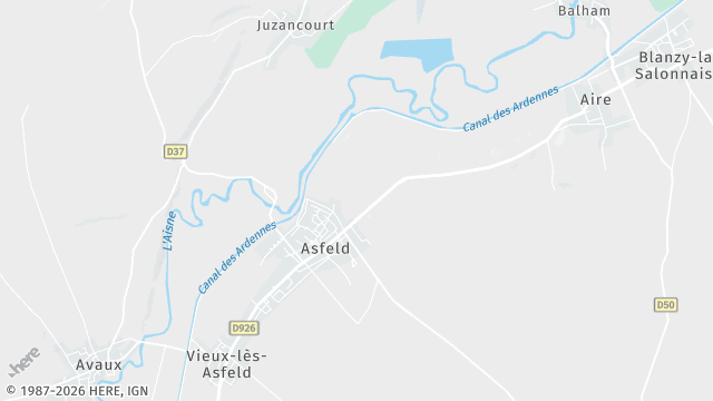 Carte de la zone d'intervention à Asfeld