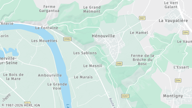 Carte de la zone d'intervention à Hénouville