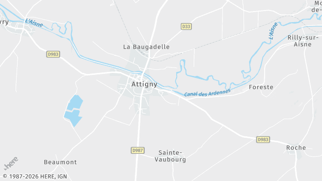 Carte de la zone d'intervention à Attigny