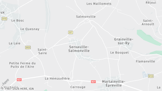 Carte de la zone d'intervention à Servaville-Salmonville