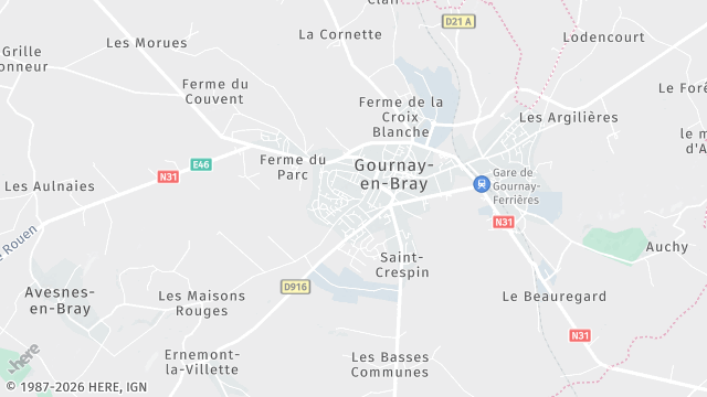 Carte de la zone d'intervention à Gournay-en-Bray
