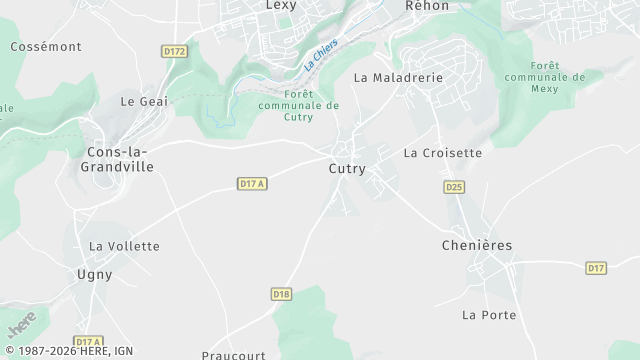 Carte de la zone d'intervention à Cutry