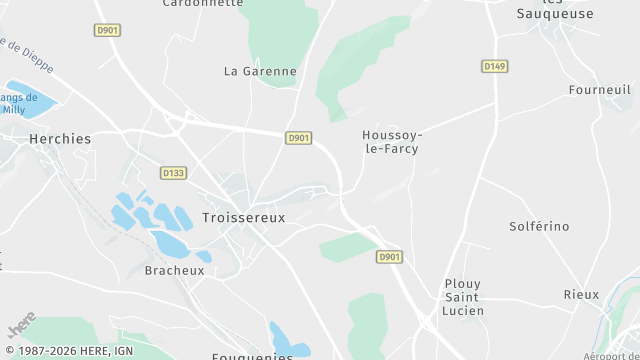 Carte de la zone d'intervention à Troissereux