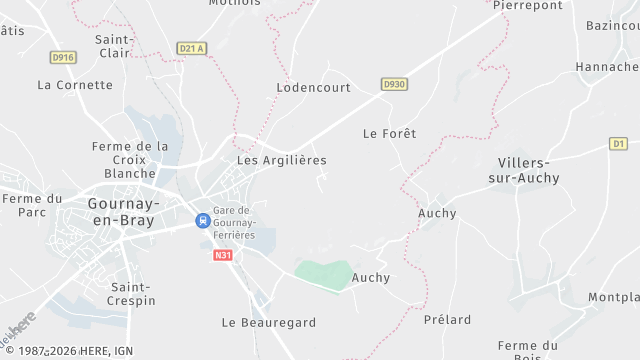 Carte de la zone d'intervention à Ferrières-en-Bray