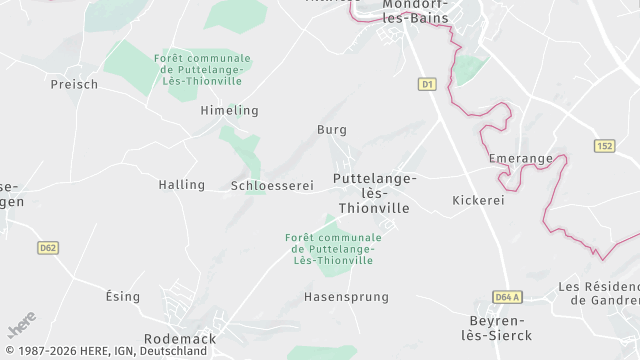 Carte de la zone d'intervention à Puttelange-lès-Thionville