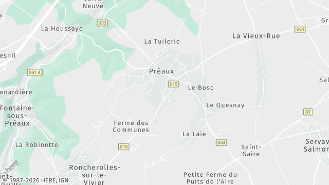 Carte de la zone d'intervention à Préaux