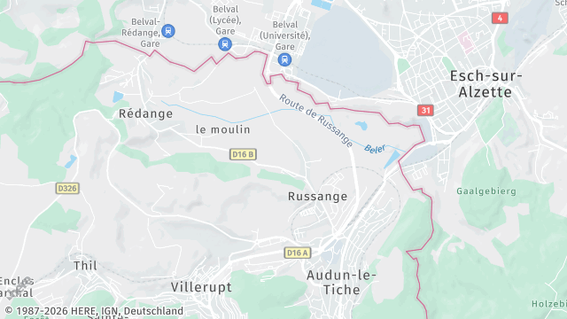 Carte de la zone d'intervention à Russange