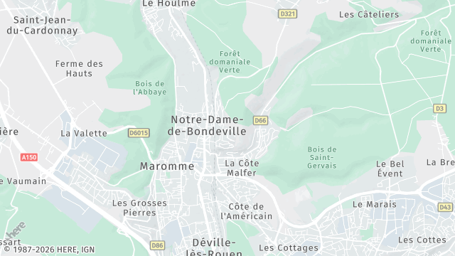 Carte de la zone d'intervention à Notre-Dame-de-Bondeville