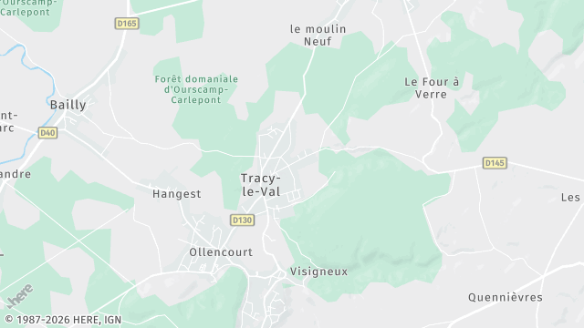 Carte de la zone d'intervention à Tracy-le-Val