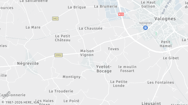 Carte de la zone d'intervention à Yvetot-Bocage