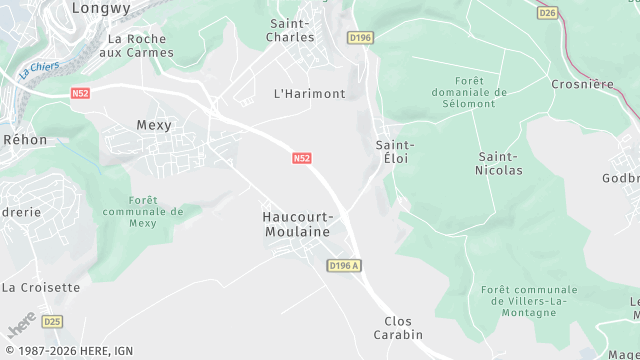 Carte de la zone d'intervention à Haucourt-Moulaine