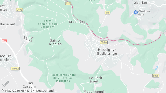 Carte de la zone d'intervention à Hussigny-Godbrange