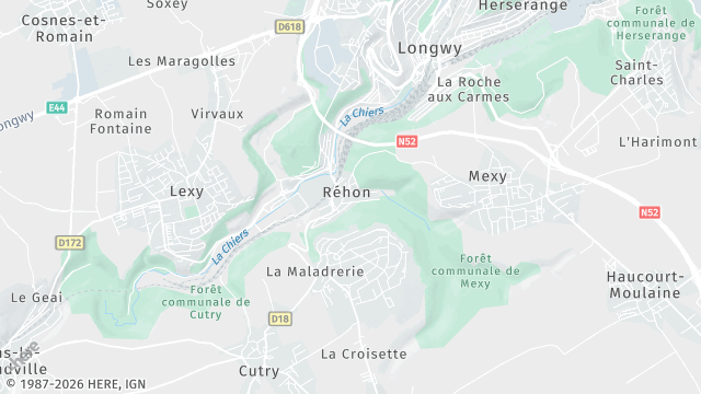 Carte de la zone d'intervention à Réhon