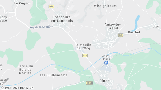 Carte de la zone d'intervention à Anizy-le-Grand