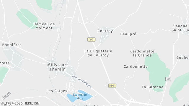 Carte de la zone d'intervention à Milly-sur-Thérain