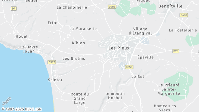 Carte de la zone d'intervention à Les Pieux