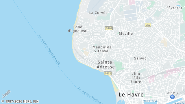 Carte de la zone d'intervention à Sainte-Adresse