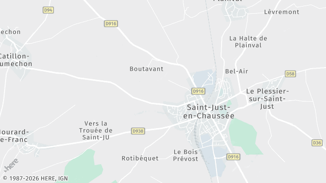 Carte de la zone d'intervention à Saint-Just-en-Chaussée